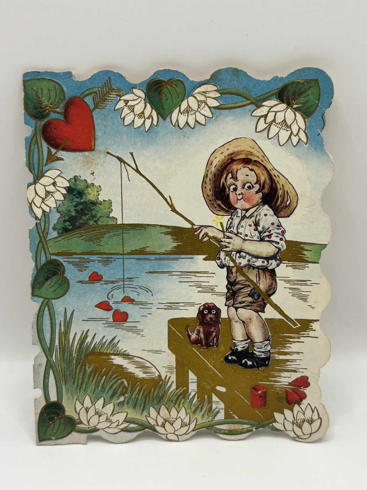 Vintage 1930s Valentine's Card Fisher Kid
