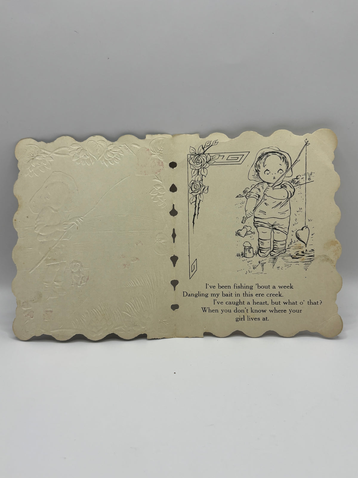 Vintage 1930s Valentine's Card Fisher Kid