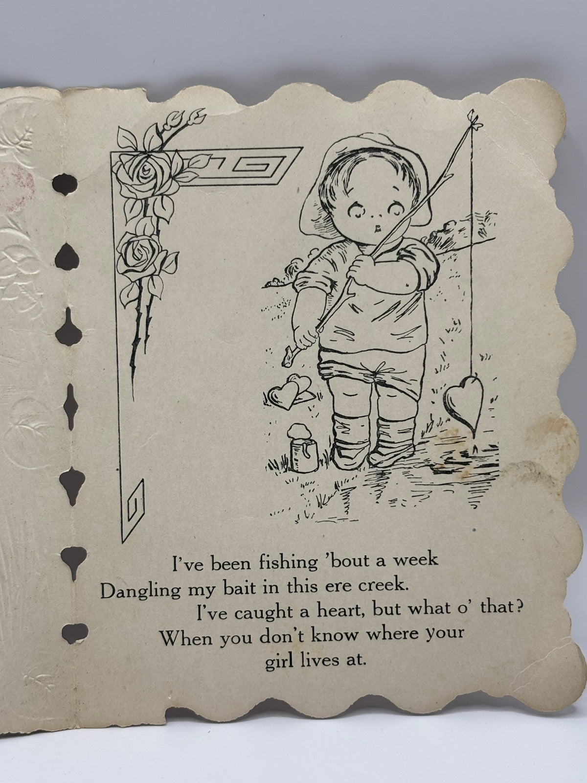 Vintage 1930s Valentine's Card Fisher Kid
