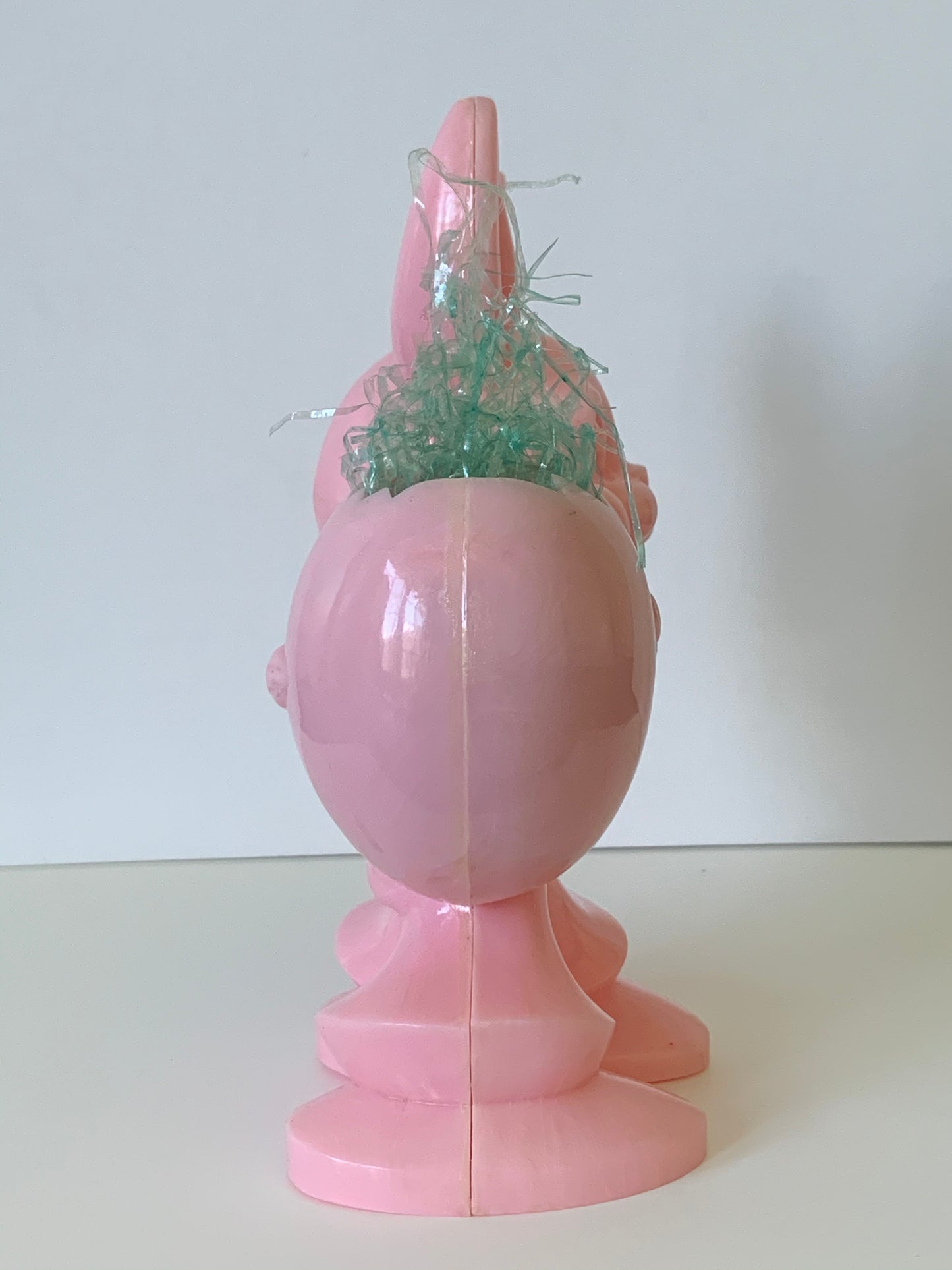 Vintage 1950s Pink Easter Bunny Hard Plastic Candy Container