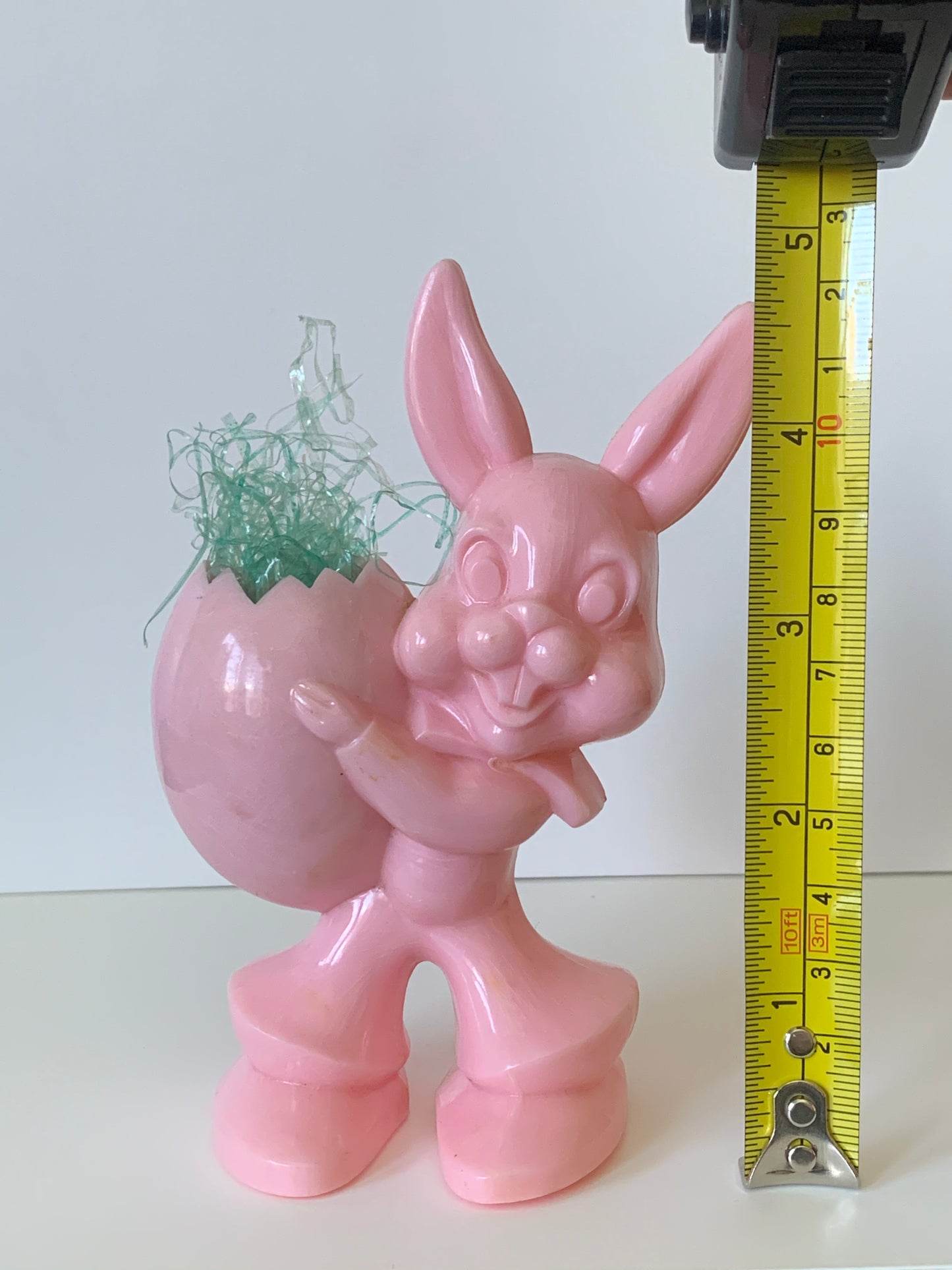 Vintage 1950s Pink Easter Bunny Hard Plastic Candy Container