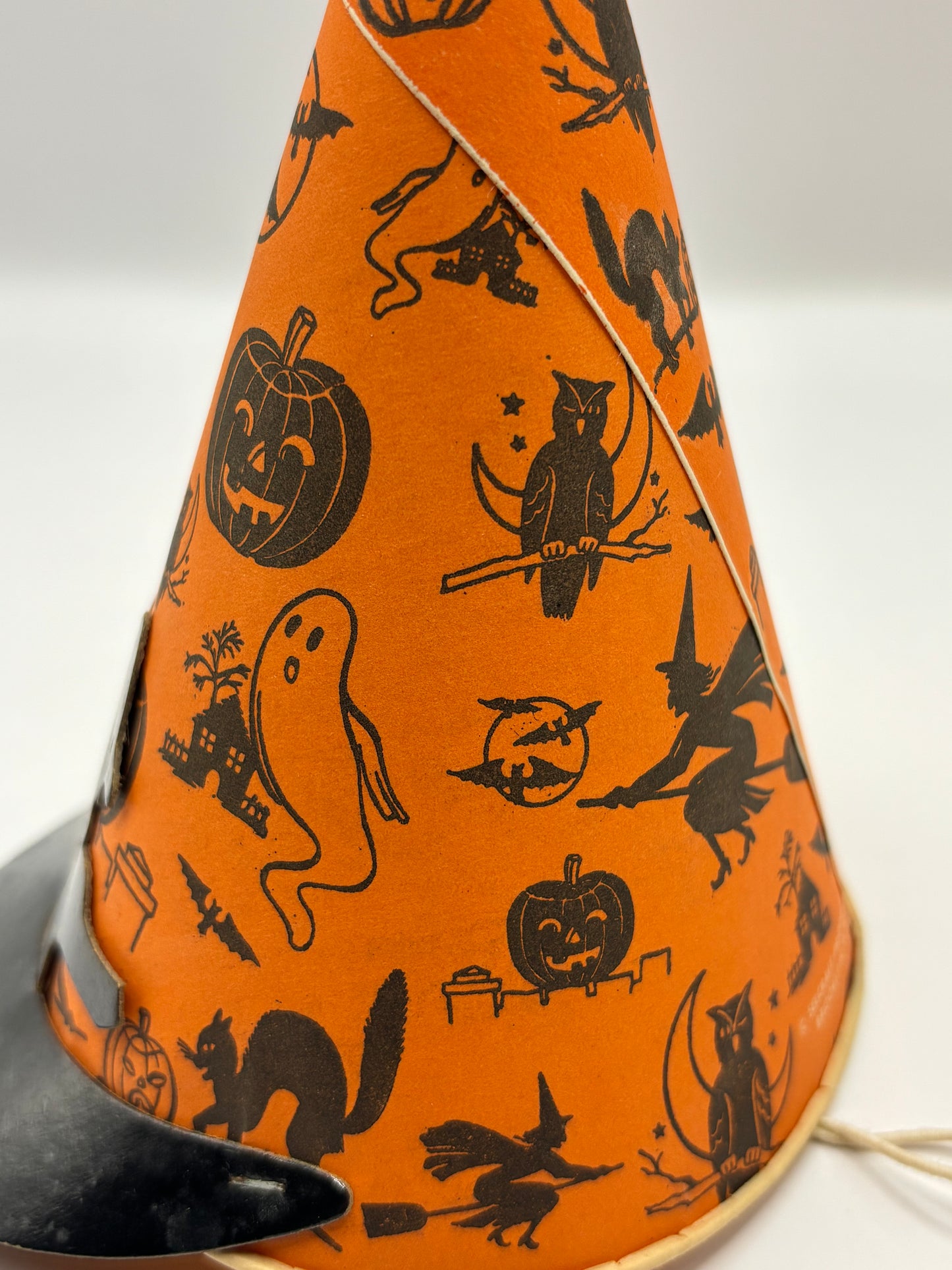 Vintage Halloween 1950s Party Hat With Witch