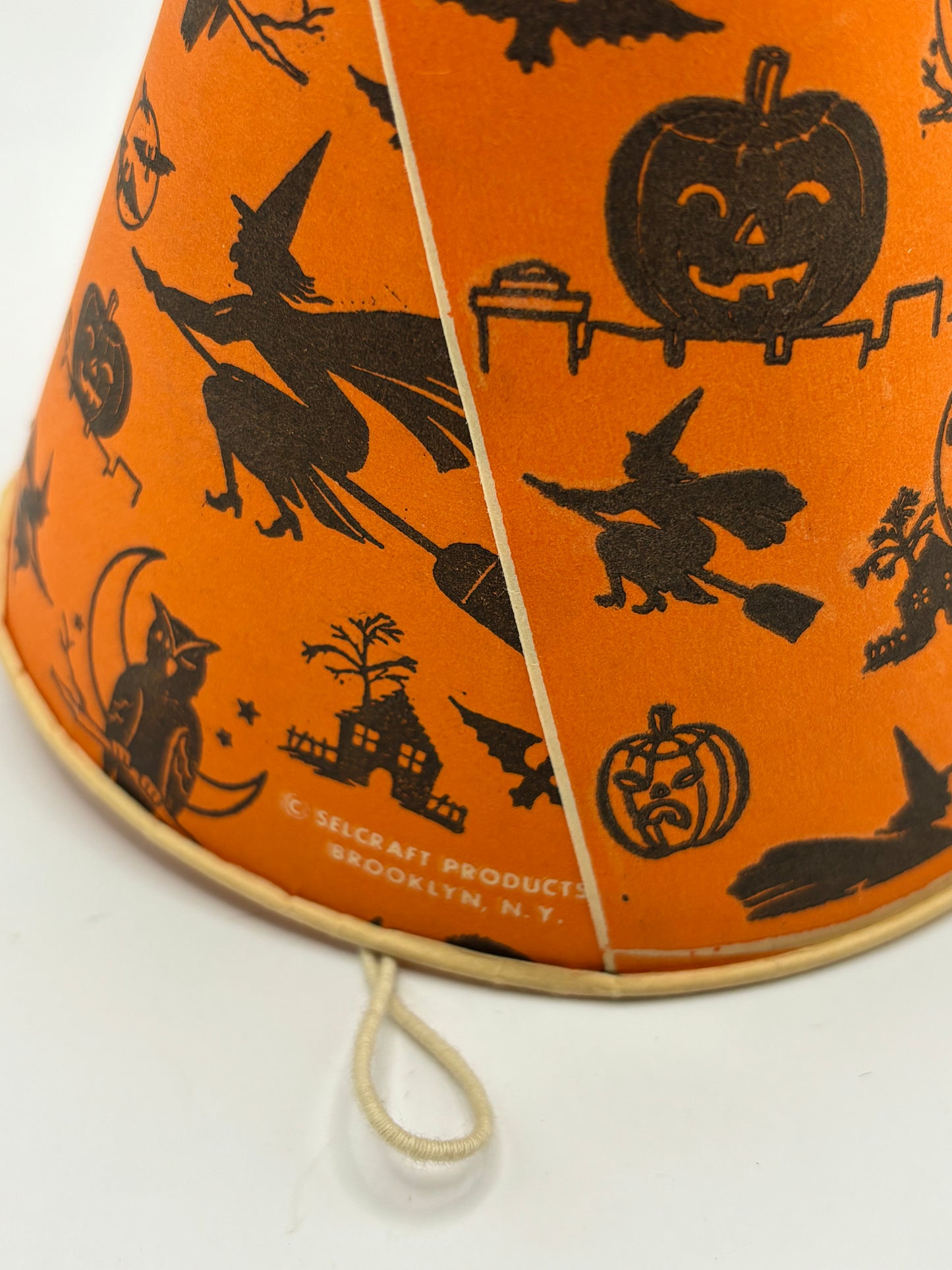 Vintage Halloween 1950s Party Hat With Witch