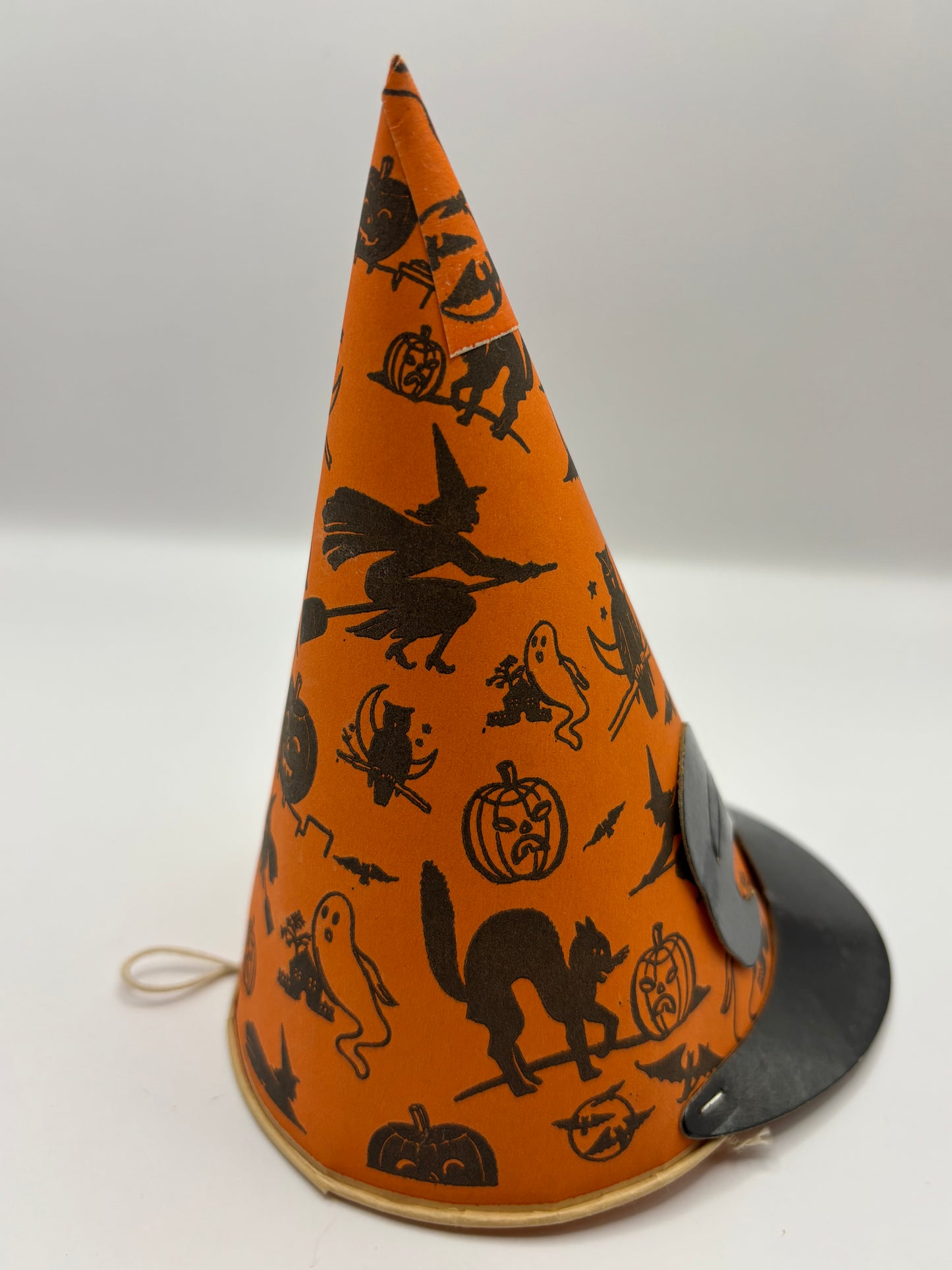 Vintage Halloween 1950s Party Hat With Witch