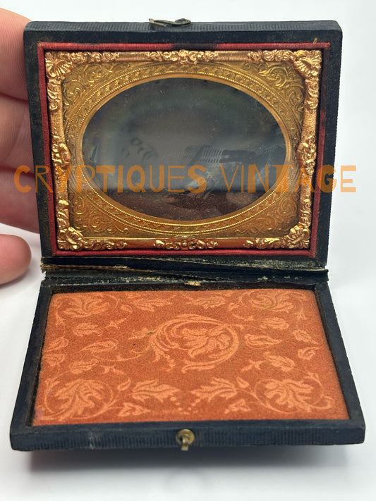 Antique 1800s Post Mortem Pocket Photo in Original Pocketbook
